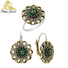 Gümüş Otantik Taşlı Set